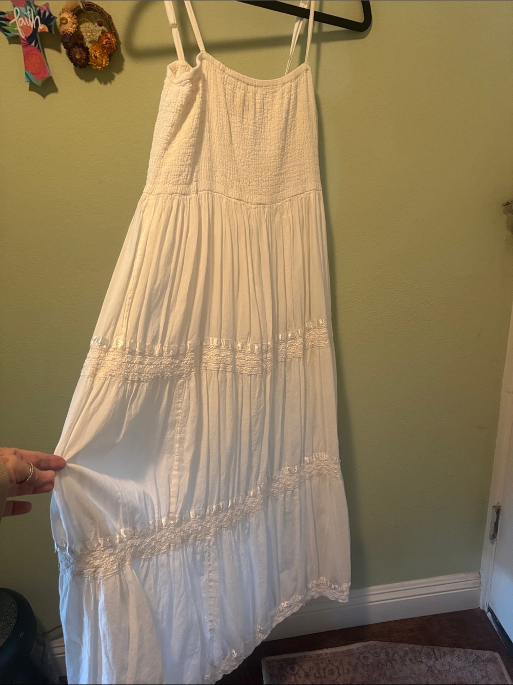 White Maxi Dress with Smocked Bodice